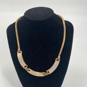Grosse gold plated enamel statement necklace